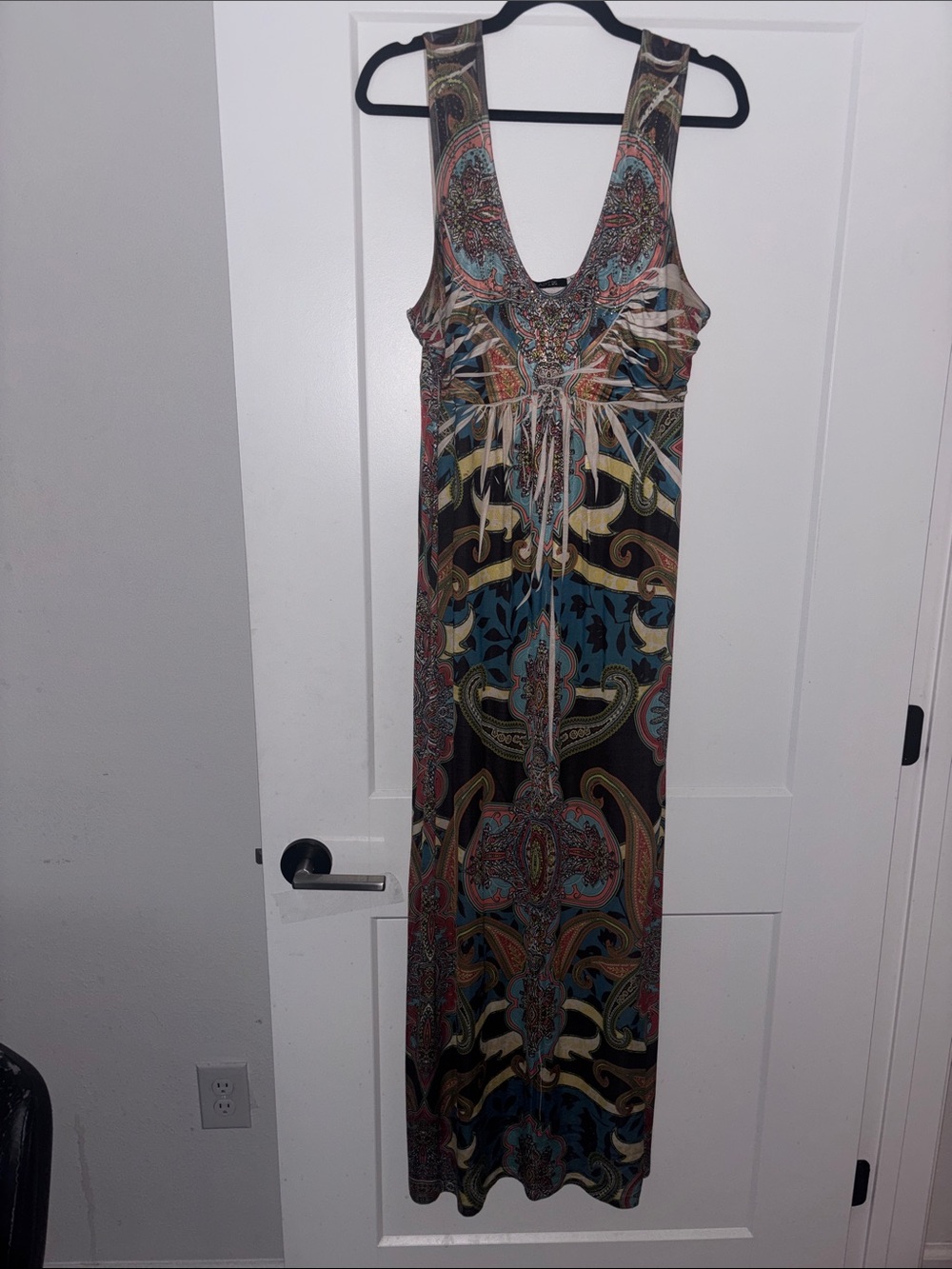 Printed Scoop Neck Maxi Dress - Multicolor